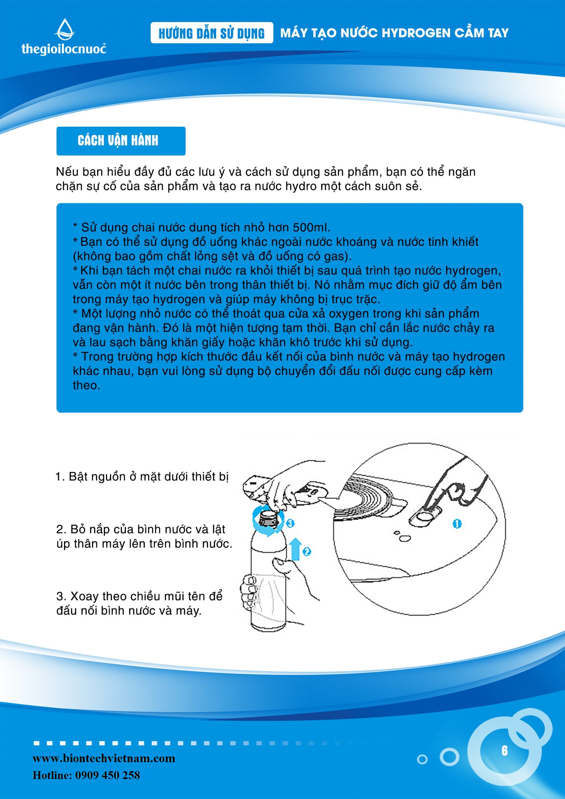 Hướng dẫn sử dụng máy tạo nước Hydrogen cầm tay - Trang 6